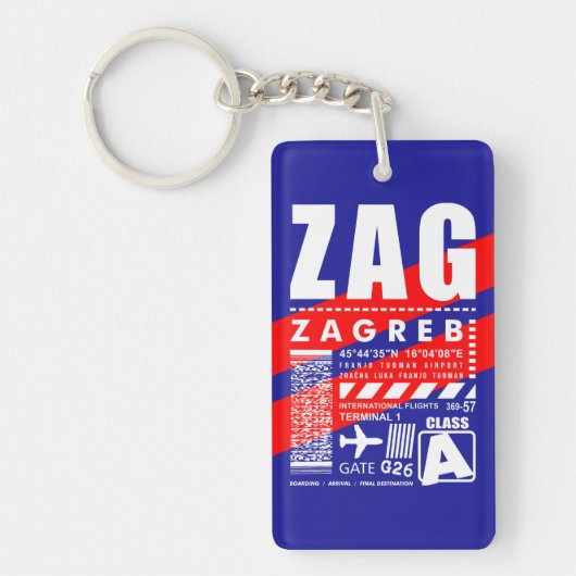 Luchthaven ZAG Zagreb Sleutelhanger (Voorkant)