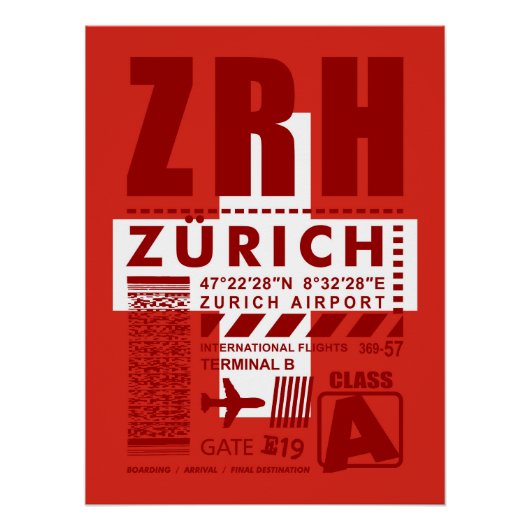 Luchthaven ZRH Zürich Perfect Poster (Voorkant)