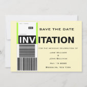 Luchthavenbagageclaimthema Weddenschap sparen datu Save The Date (Voorkant)