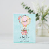 Luchthavenballon met Beer-Waterverf Hallo Briefkaart (Staand voorkant)