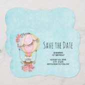 Luchthavenballon met Beer Waterverf op zaterdag Save The Date (Voorkant / Achterkant)