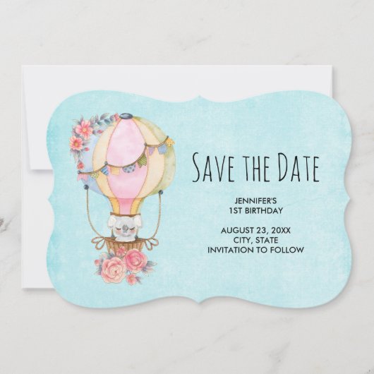 Luchthavenballon met Beer Waterverf op zaterdag Save The Date (Voorkant)