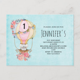 Luchthavenballon met Beer Waterverf op zaterdag Uitnodiging Briefkaart