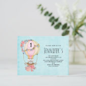 Luchthavenballon met Beer Waterverf op zaterdag Uitnodiging Briefkaart (Staand voorkant)