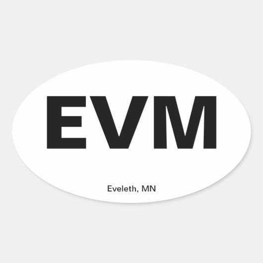 Luchthavencode - Eveleth, Minnesota Ovale Sticker (Voorkant)