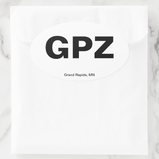 Luchthavencode - Grand Rapids, Minnesota Ovale Sticker (Tas)