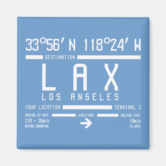 Luchthavencode Los Angeles Magneet (Voorkant)