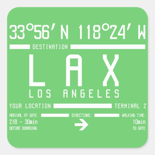 Luchthavencode Los Angeles Vierkante Sticker (Voorkant)