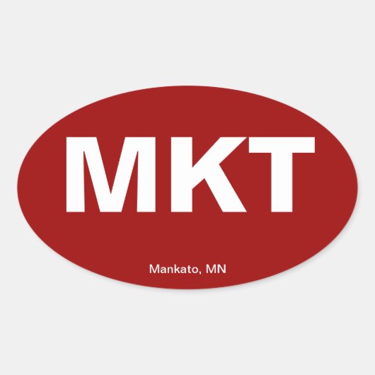 Luchthavencode - Mankato, Minnesota Ovale Sticker (Voorkant)