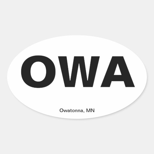 Luchthavencode - Owatonna, Minnesota Ovale Sticker (Voorkant)