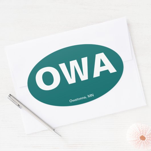 Luchthavencode - Owatonna, Minnesota Ovale Sticker (Envelop)
