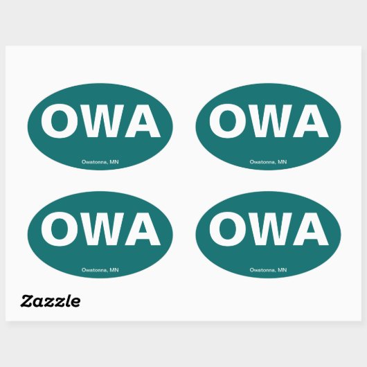 Luchthavencode - Owatonna, Minnesota Ovale Sticker (Vel)