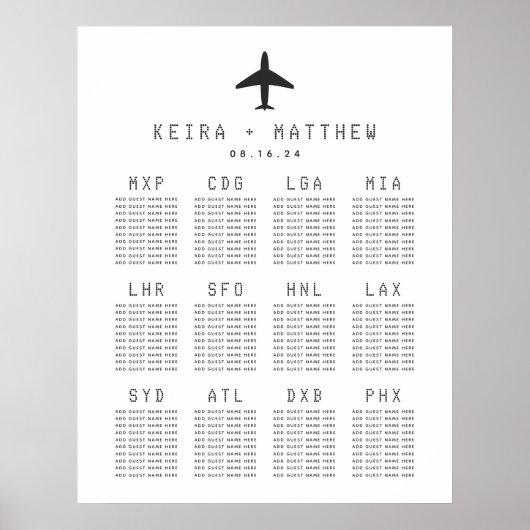 Luchthavencode reisthema Weddenschappen Poster (Voorkant)