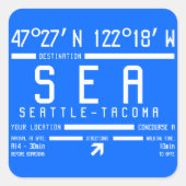 Luchthavencode Seattle-Tacoma Vierkante Sticker (Voorkant)