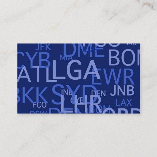 Luchthavencodes voor reisprofessionals visitekaartje (Voorkant)