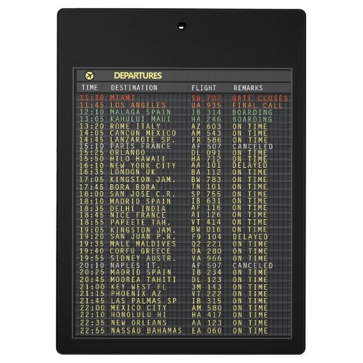 Luchthavendienstvluchten (aanpasbaar) klembord (Achterkant)