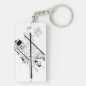 Luchthavenkaart met lange afstand/taxisdiagram sleutelhanger (achterkant)
