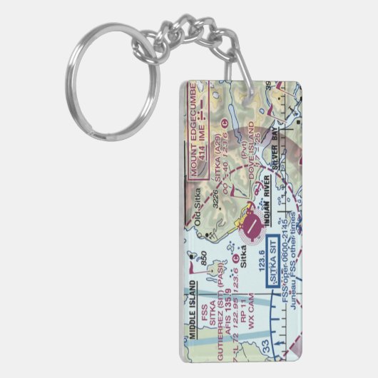 Luchthavenkaart Sitka Gutierrez Sleutelhanger (Voorkant Links)