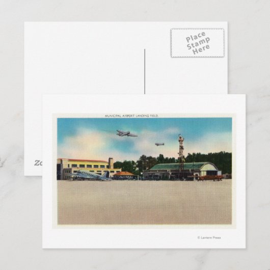 Luchthavenlandingsterrein Briefkaart (Voorkant / Achterkant)