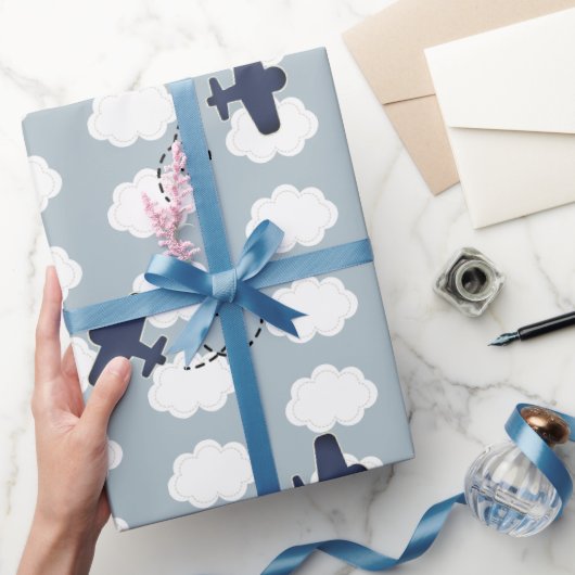 Luchthavenpatroon Blauwe hemel Cadeaupapier (Geschenken)