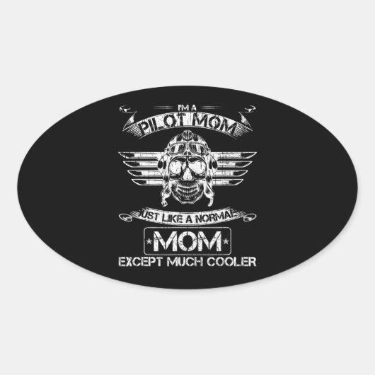 Luchthavenpiloot mam, net als een normale mam, beh ovale sticker (Voorkant)