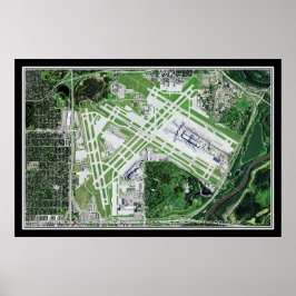 Luchthavensatellietkaart Minneapolis-Saint-Paul In Poster