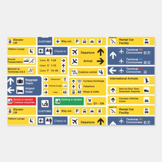 Luchthavensignalen Rechthoekige Sticker (Voorkant)