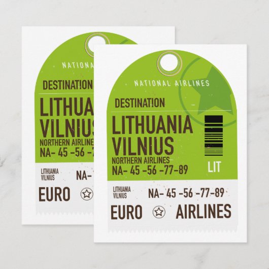 Luchthaventicket Litouwen Vilnius (Voorkant / Achterkant)