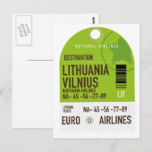 Luchthaventicket Litouwen Vilnius Briefkaart (Voorkant / Achterkant)