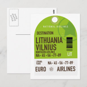 Luchthaventicket Litouwen Vilnius Briefkaart