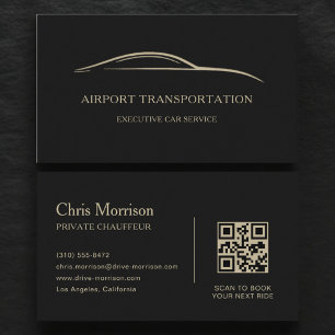 Luchthaventransport QR-code Zwart & Goud Visitekaartje