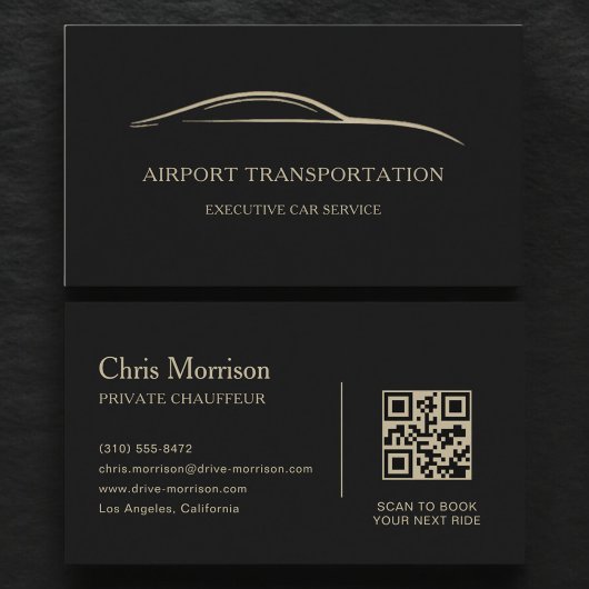Luchthaventransport QR-code Zwart & Goud Visitekaartje