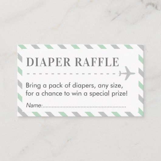 Luchthavenvliegtuig Raffle Ticket Baby shower Informatiekaartje (Voorkant)