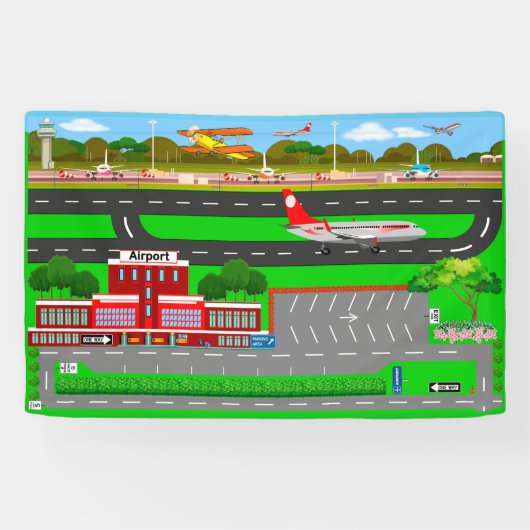 Luchthavenwegen voor auto's 2 1/2' x 4' spandoek (Horizontaal)