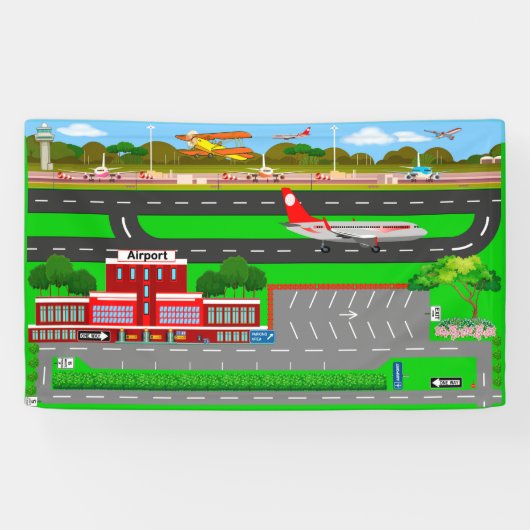 Luchthavenwegen voor auto's 3' x 5' spandoek (Horizontaal)