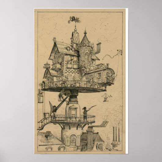 Luchthuis door Albert Robida (1883) Poster (Voorkant)