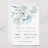 Luchtig Blauw Bloemstuk Bruiloft Uitnodiging (Voorkant)