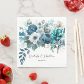 Luchtig blauw en Blauwgroen pioen rustieke bruilof Servet (Insitu)