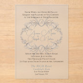 Luchtig bloemmotief Frosted Acrylic Wed. Uitnodigi Acryl Uitnodigingen (Voorkant)