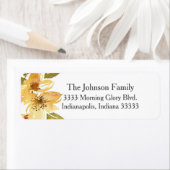 Luchtig geel bloemig bruiloft retouradres etiket (Insitu)