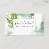 Luchtig groen blad_witte bloem visitekaartje (Voorkant)