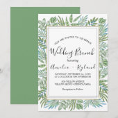 Luchtig groen & bladgoud bruiloft brunch kaart (Voorkant / Achterkant)