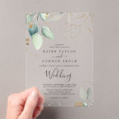 Luchtig groen bladgoud elegante eucalyptus bruilof acryl uitnodigingen (Insitu (Draagbaar))