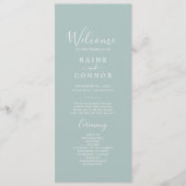 Luchtig groen coördinaat bruiloft programma programmakaart (Voorkant)