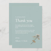 Luchtig Groen Elegant Minimalistisch Handpers Bloe Bedankkaart (Voorkant / Achterkant)