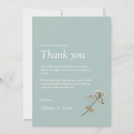 Luchtig Groen Elegant Minimalistisch Handpers Bloe Bedankkaart