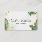 Luchtig groen en gouden blad visitekaartje (Voorkant)
