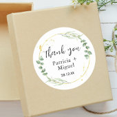 Luchtig groen gepersonaliseerd dank u bruiloft ronde sticker