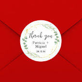 Luchtig groen gepersonaliseerd dank u bruiloft ronde sticker