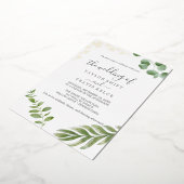 luchtig groen | Gouden geperste Blad Bladbruiloft Folie Uitnodiging (Gedraaid)